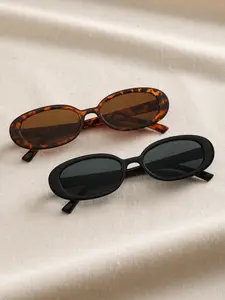 Oval Frame Eyeglasses 2Pcs  Classic Style for Summer & Daily，Women's Oval Frame Fashion Eyeglasses 2-Pack, Retro Classic Look, Lightweight For Daily & Summer Travel