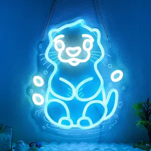 Sea Otter Neon Light, Unique Wall Decor for Kids' Bedroom, USB Powered Energy-Saving Art Kit, Gift for Sea Otter Lovers, Boys and Girls