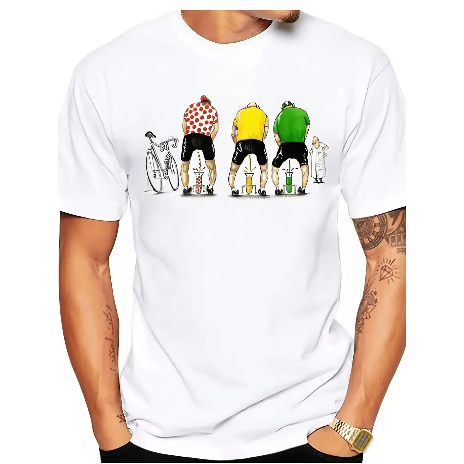 Men'S 2D Printed Cycling Graphic T-Shirt - Lightweight Crew Neck, Short Sleeve, Casual Summer Tee for Bike Enthusiasts, Cycling Accessories