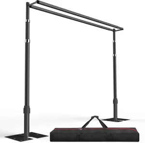 EMART Backdrop Stand Heavy Duty 9.8x10Ft, Double Crossbar Pipe and Drape Photo Background Support Kit, Adjustable Metal Frame for Wedding Party Decoration-Black