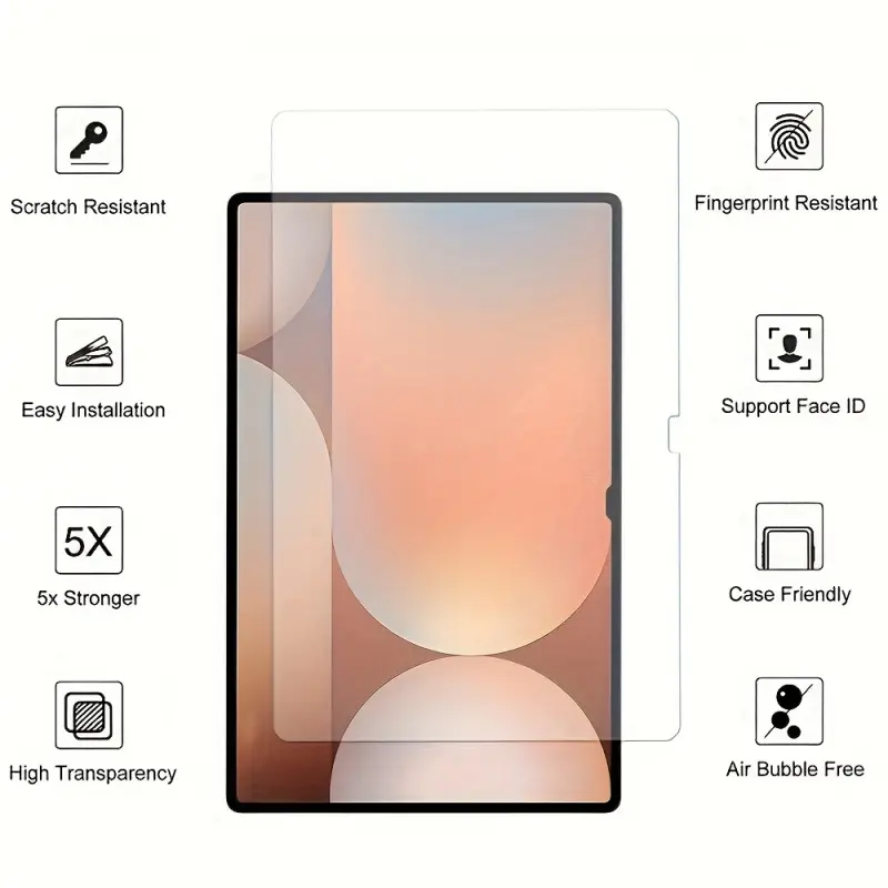 2-piece set suitable for Samsung S10 FE+13.1-inch, S10 10.9 inch, S10 FE 10.9 inch Tablet screen protectors. Scratch resistant, fingerprint resistant, shatter resistant, sweat resistant, smooth surface, long-lasting protection