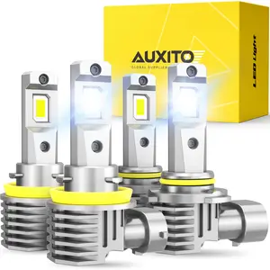 AUXITO 9005 9006 9007 9008 H13 H11 H10 H4 H7 H15 H1 H3 LED Headlights Bulbs Combo,Fog Lights, 6500K Cool White,Plug and Play, 120W High-Speed Cooling Fan Light Bulbs, Pack of 4