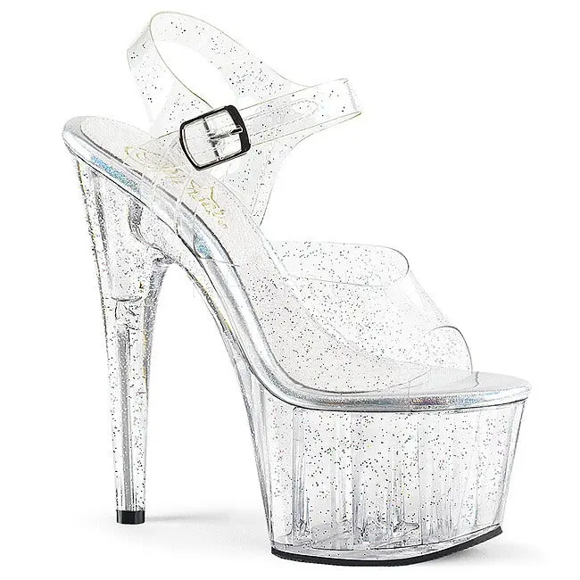 Pleaser Clear Mini Glitter Heel