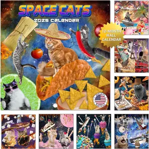 Space Cats Calendar 2025 | Funny Cats Wall Calendar | The Purrfect  for  Lovers | Quirky, Fun,  Wall Calendar Christmas White Elephant  | 12" x 24"