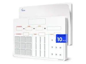 Base Ten Blocks Dry Erase Flexic Sheet 9"x12" (10 pc)