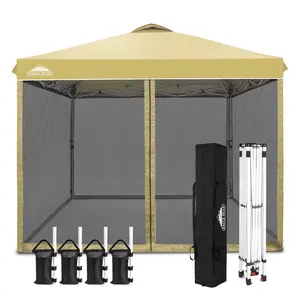 10x10 Outdoor Easy Pop up Canopy with Netting Mesh Side Walls