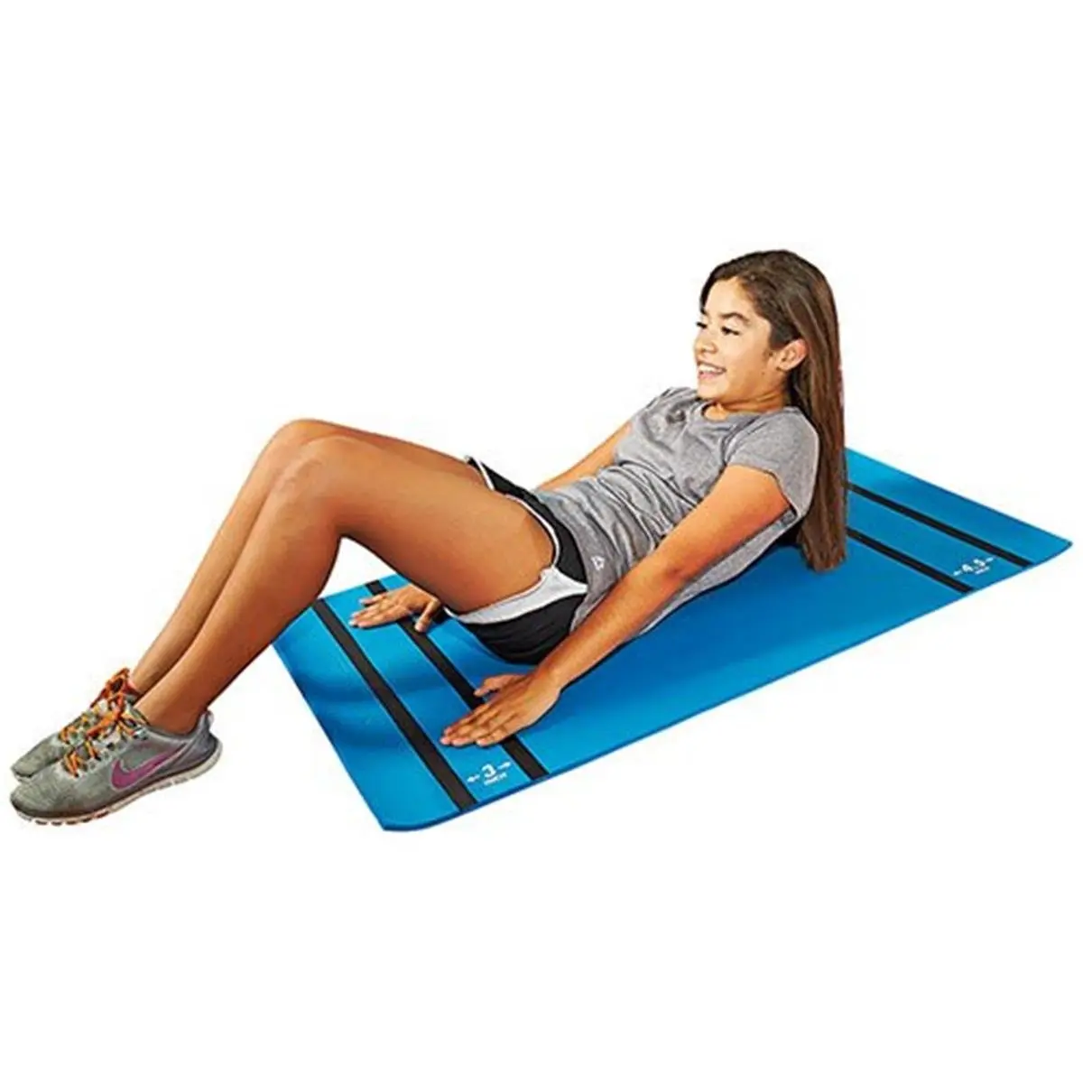 BSN Sports 1388274 Functional Foam Lightweight US Games Curl-Up Mat - Blue, Black, White, with Screen Lines