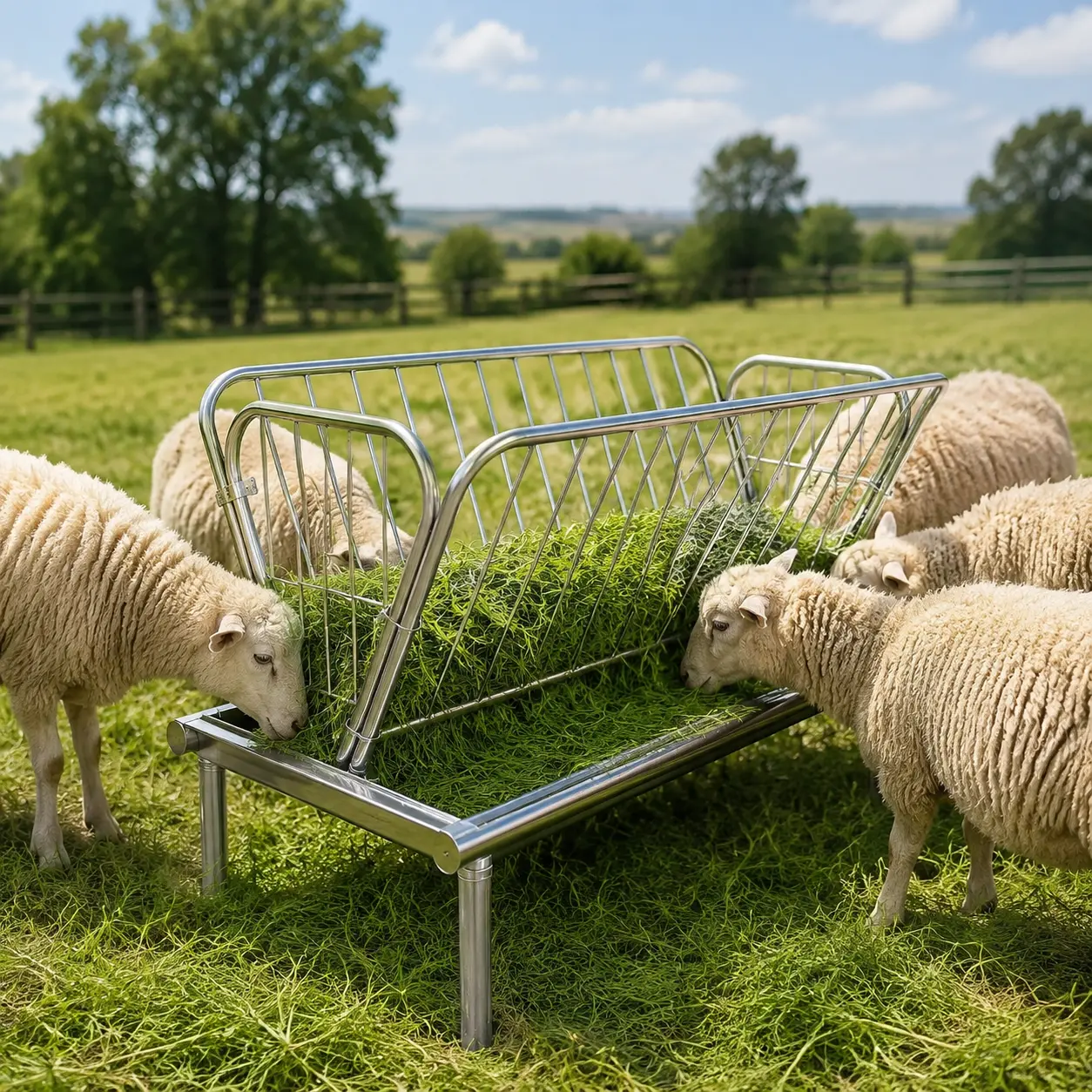 Galvanized Steel Feeder, Goat Hay Feeder for Goats Sheep Horses Calves, 2 in 1 Livestock Feeder with Upper Hay Rack and Lower Feeding Pan planter box