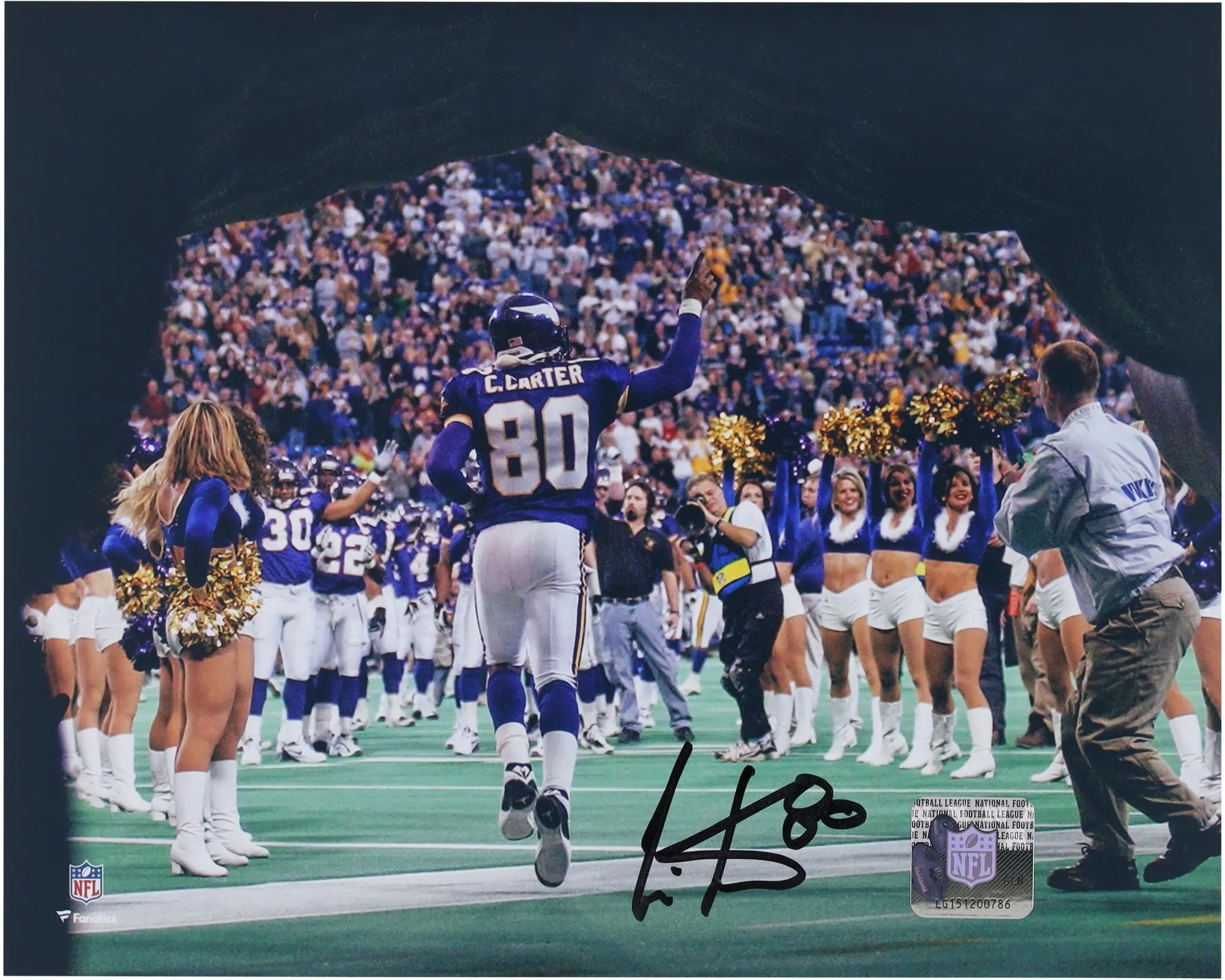Cris Carter Minnesota Vikings Autographed "8 x 10" Running Out of Tunnell - Last Home Game Photograph - Fanatics Authentic Certified