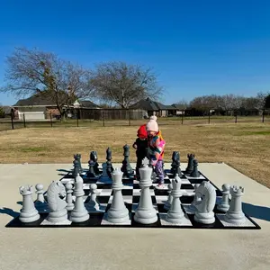 Perfect Giant Chess Set 26 Inch Stone Gray — MegaChess