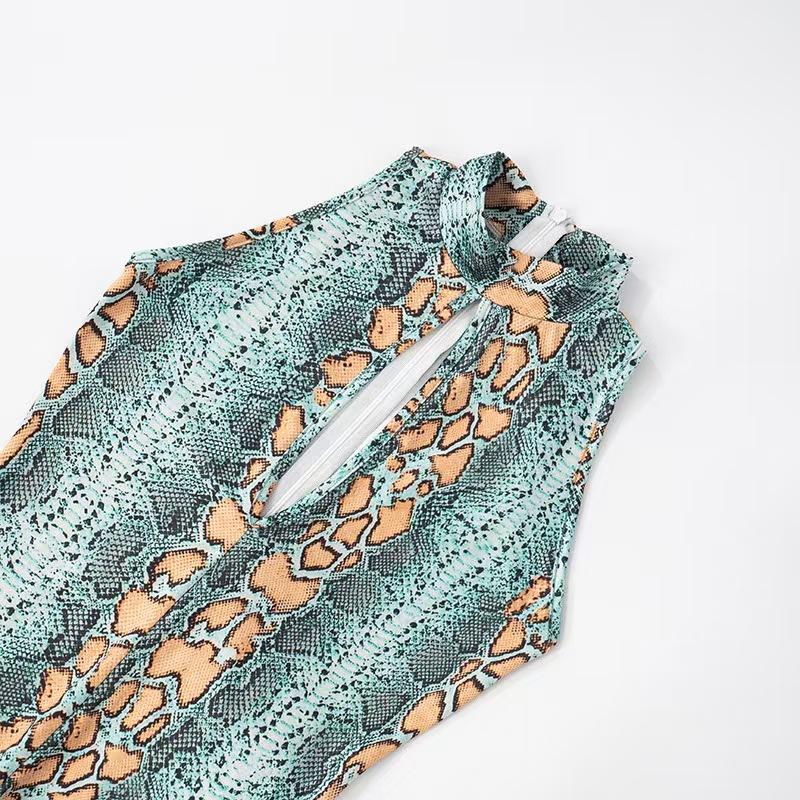 2025 Fashion Python Print Semi Turtleneck Sleeveless Cutout Bodycon Jumpsuit Pants High Stretch Fabric Overalls Womenswear Blue Vneck Clothes Costumes Sonder Design Menswear Thought T-shirt brandy melville white Oversized brandymelville punk rock shirt