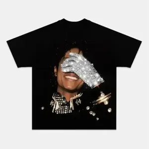 🎤[%100cotton][Graphic Tee]Michael Jackson Glove Graphic Tee Music MJ King of Pop T Shirt Unisex Cotton Streetwear Top Retro Music Legend Shirt Vintage Pop Culture Outfit Fan Gift Casual Everyday Wear Iconic MJ Tribute Tee Classic 90s Style Fashion Shirt