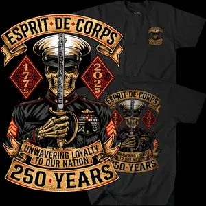 USMC 250 Years Esprit De Corps Shirt, Marine Corps Anniversary Tee, Military Pride T-Shirt, Gift for Veterans and Marines