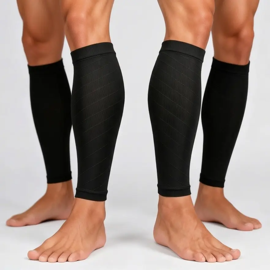 3-Pair Athletic Calf Compression Sleeves for Men & Women | Moisture-Wicking Nylon Spandex with 20-25mmHg Graduated Support for Running, Shin Splints & Muscle Therapy