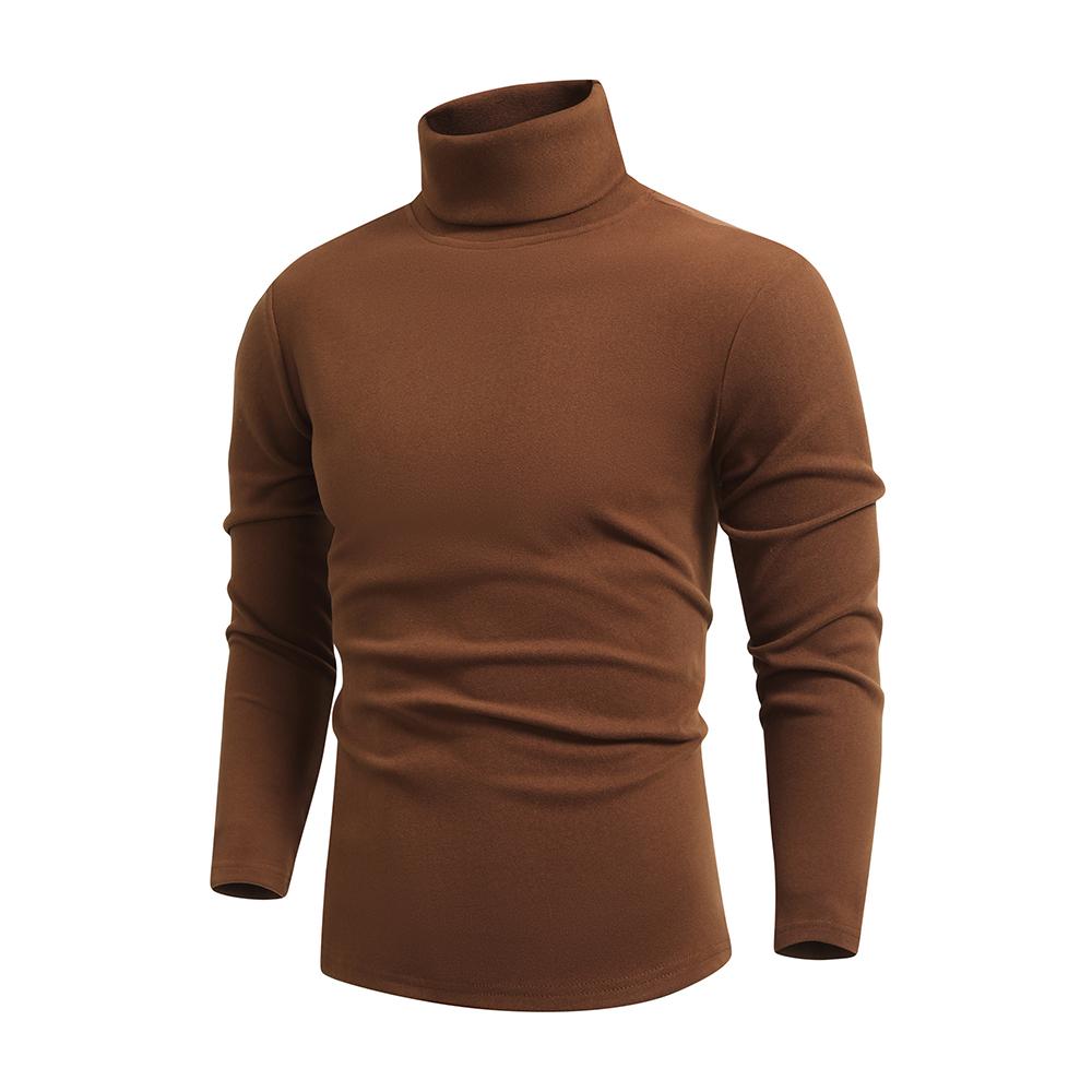 Men’s high-neck fleece sweatshirt, warm and soft fleece base layer, stretchy slim-fit close-fitting underwear, long-sleeve inner top for autumn and winter