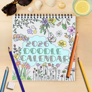 2026 Doodle Calendar Floral Design for Creative Planning with Art Supplies Included - Perfect for 2026 Yearly Organization & Artistic Expression