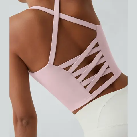 Halara Crisscross Backless Cropped Yoga Tank Top