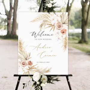 Pampas Grass Wedding Welcome Sign Welcome to Our Wedding Sign Template Boho Wedding Welcome Sign Wedding Party Sign TemplateWedding sign