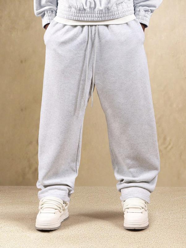 Men's Grey Sweatpants Casual Embroidered Joggers for Daily Wear Gym Street Style basic outfits outdoor outfits streetwear outfits baggy pants
