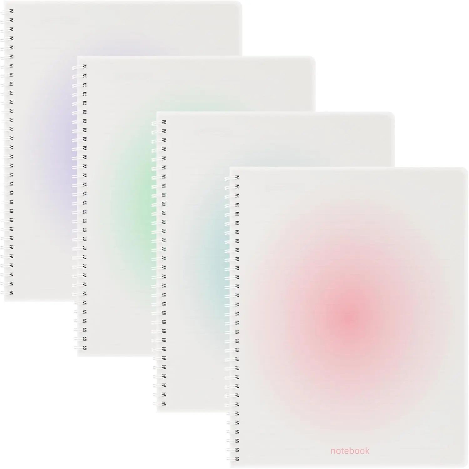 Spiral Notebook A4 College Wide Ruled Notebooks 4 Pack 8.5" x 11" Journaling Notebooks 140 Pages 100GSM Gradient Small Lined Notebooks  PP Cover for Note Taking for Work School Business Travel