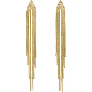Long Tassel Earrings for Women Gold Dangle Earrings Metal Chain Gold Statement Earrings, Punk Long Threader Earrings for Teen Girls Wedding Bridesmaid Prom