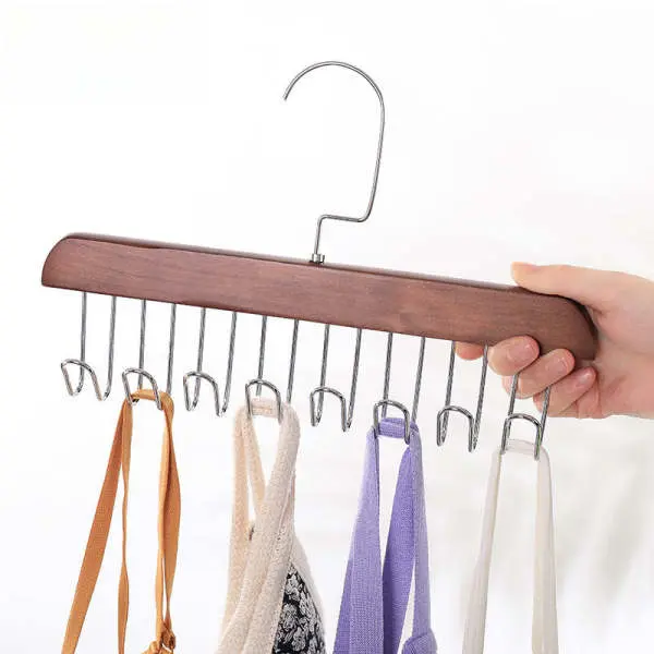 2PCS Multifunctional Solid Wood & Steel Multi-Hook Closet Hanger
