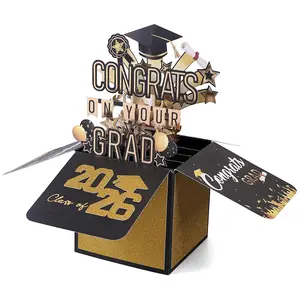 Graduation Pop Up Card 2026 – 3D Happy Graduation Card with Envelope, Congrats Grad Cards for High School or College Graduate, Money & Gift Card Holder