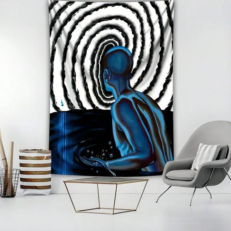 Colorful Synthetic Abstract Spiral Tapestry - 60x40 in Size, Room Decoration Wall Art with Brightening Effect, Rolled Edge, Machine Washable, Installation Kit, Christmas Gift for Home Decor Party Backdrop