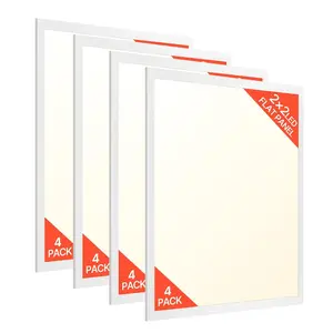 VEVOR 2x2 FT LED Flat Panel Light, 5700 LM, Flush Mount LED Drop Ceiling Lighting Fixture with 3 Color Selectable 3000K/4000K/5000K, 25W/30W/40W, 0-10V Dimmable, Ultra Slim for Home Kitchen, 4 Pack