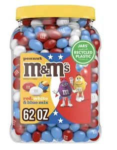 M&M'S Red, White & Blue Patriotic Mix Peanut Milk Chocolate Candy, 62 oz.
