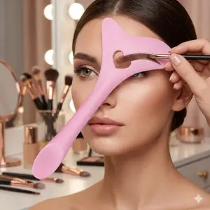 Reusable Silicone Eyeliner Stencil & Multi-Function Makeup Tool Set: Anti-Smudge, Anti-Shake Design, Lip Contour Guide, Cream Applicator. Food-Grade, Quick-Dry, Ergonomic Grip for Beginners. All-in-One Precision Makeup Kit.