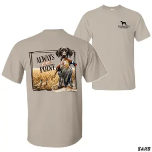 Hunting Dog T-Shirt – “Always On Point” Graphic with Pointer & Pheasant for Outdoorsmen, Bird Hunters & Southern Field Lifestyle