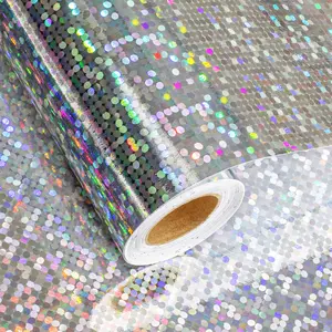 17 In X 32.8 Ft (46.5 sq.ft.) Holographic Wrapping Paper Roll, Silver Dots Gift Wrap for Wedding, Birthday, Christmas, Mother's Day, Bridal Shower, Easter