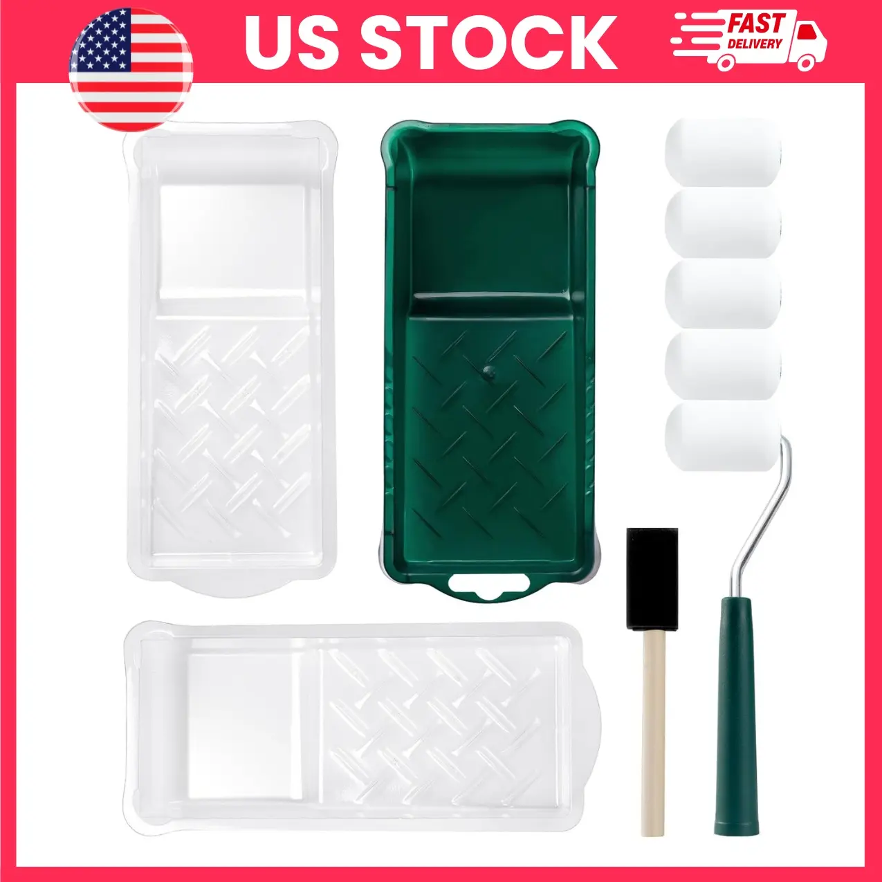 Paint Roller Kit, Mini Paint Roller, Foam Paint Roller Set, 2 Inch Paint Roller Kit, Paint Tray Set, Sponge Brush Paint Kit, Paint Supplies Kit, Small Paint Roller for Cabinets, Furniture, Walls, Trim Painting Tools, DIY Home Improvement Paint Tools Kit