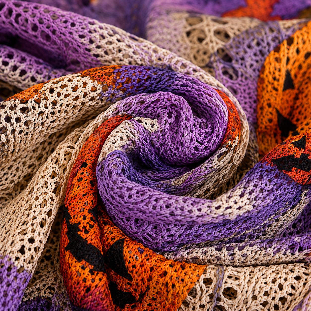 Neckline and cuff detail on the Halloween knit sweater