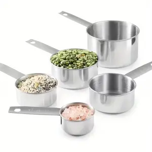 1 set of 5 stainless steel measuring cups and spoons set, measuring cups and spoons for dry food or liquids, kitchen gadgets for kitchen cooking and baking, kitchen supplies, Baking tools， Christmas Mother Father's Day Gift