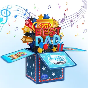 3D Pop-Up Father’s Day Musical Card with Light & Sound – Funny Talking Greeting Card for Dad, Husband & Grandpa, Creative Father’s Day Gift with Envelope, Message Card & Seal Sticker
