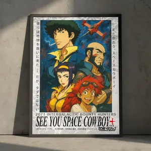 [ ANIME POSTER UNFRAMED - SALE UP TO 45% ] Cowboy Bebop Anime Manga 90s Movie Poster Art Print, Vintage Minimalist Japanese Wall Decor, Retro Anime Aesthetic, TikTok Anime Wall Art