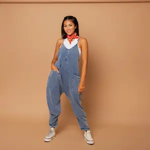 Women's Tank Romper - Light Indigo Washed Denim