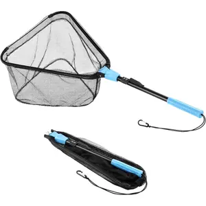 Triangle Fishing Net, Foldable, Lightweight & Strong Landing Net with Non-Slip Elastomer Handle, Built-in Elastic Lanyard and Belt Clip, Fishing Gear - Gift for Men