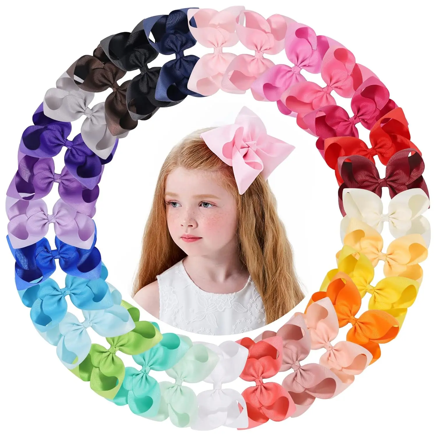 28 count 6 Inch Hair Bows for Girls Large Hair Bows with  Clips  Hair Accessories for  Girls  Teens