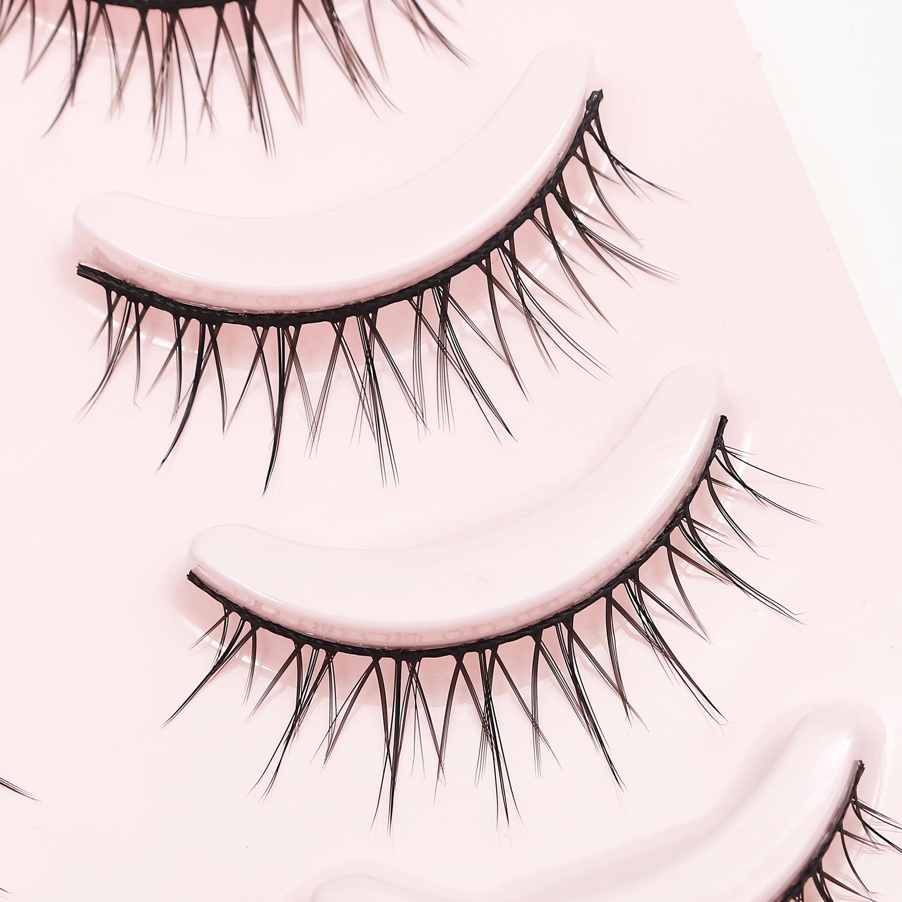Fake Eyelash Anime Lashes 5 Pairs Little Devil Eyelashes Natural Daily Makeup Manga Eyelashes Clear Band Eyelashes