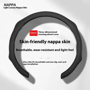 New Upgrade Napa Leather Steering Wheel Cover Universal Fit Anti-Slip Sweat-Absorbing Car Accessories