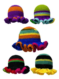 Women's Colorblock Ribbed Knit Bucket Hat, 2024 New Style Casual Street Warm Fisherman Hat for Fall & Winter, Fashion Accessories for Women & Girls, Handcrafted Cap