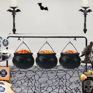 Halloween Party Decoration Witch Cauldron Serving Bowl Black Plastic Kitchen Decoration
