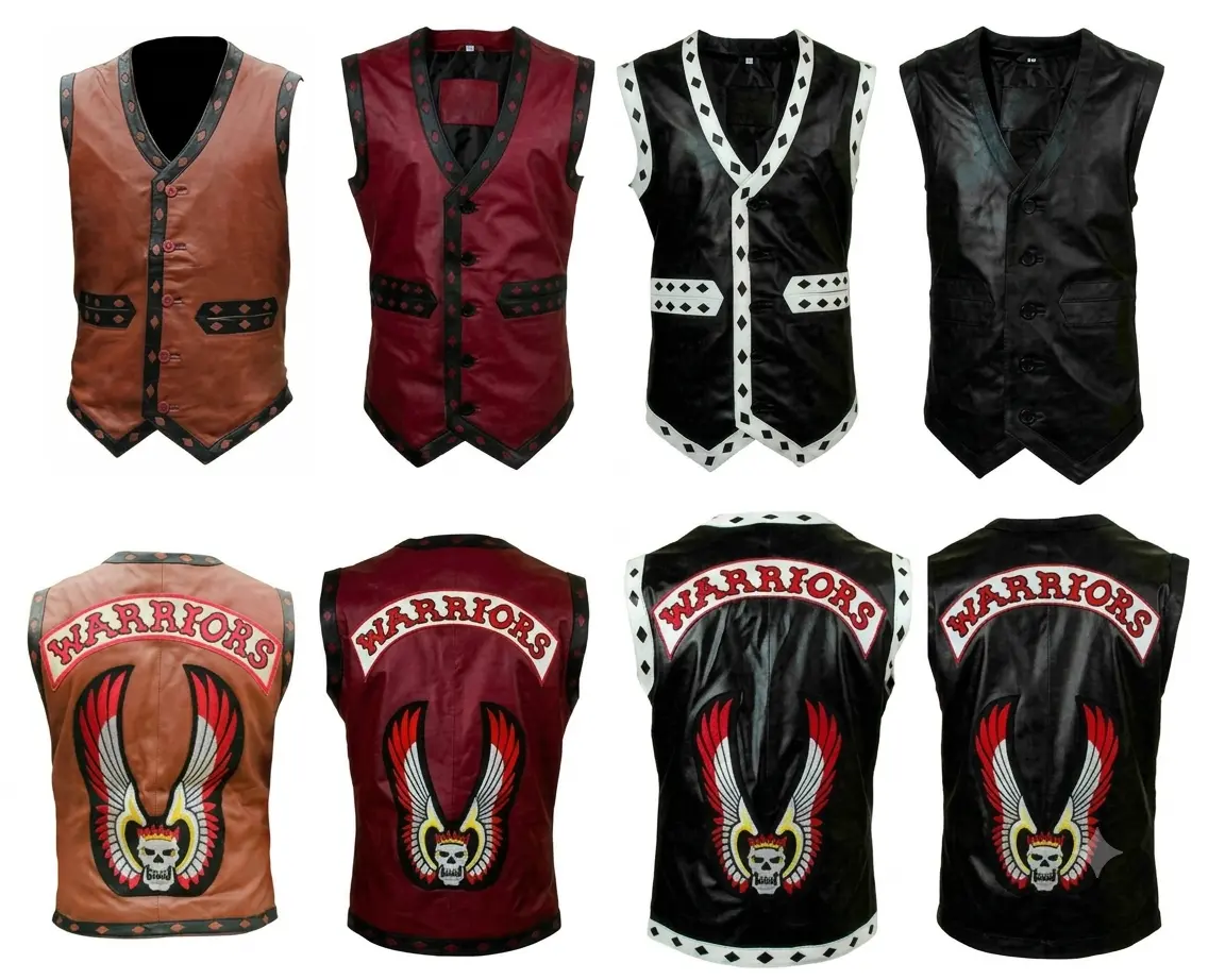 Men's Real Leather Warrior Vest - The Warriors Movie Inspired, Motorcycle Rider Halloween Costume Top