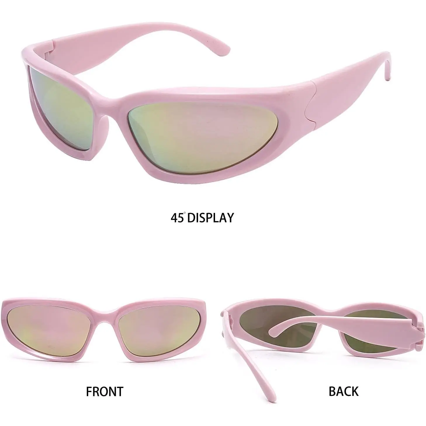 Oversized Futuristic Sunglasses Y2K Retro Wrap Around Alien Style Accessories Y2K Wrap Around Sunglasses Fashion Rave Metallic Chrome  main image 2