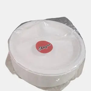 Abyss 3 Compartment Plates 50 Pack White Disposable Plates for Parties Elegant 9" Size 3 Compartments for Easy Cleanup