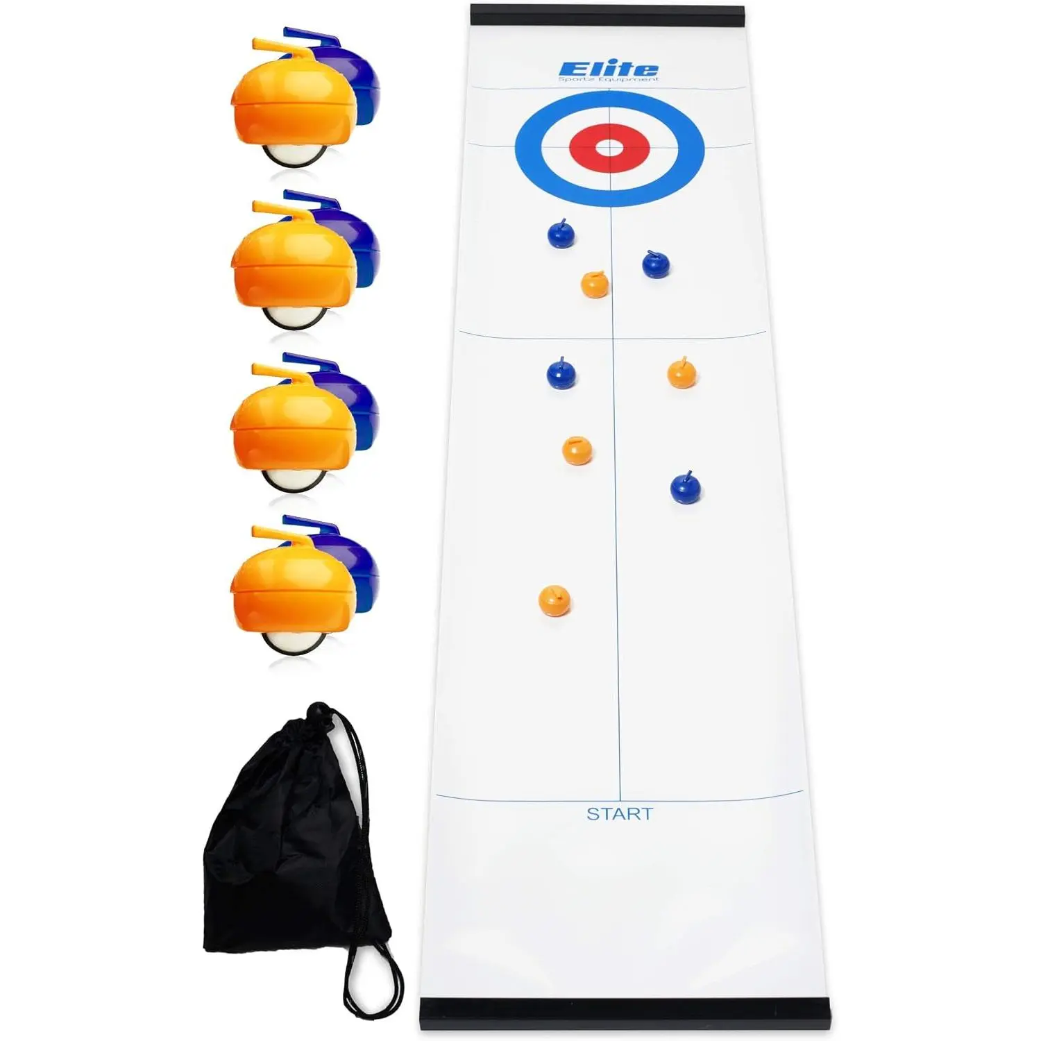 Tabletop Curling Game Set - 4Ft x 1Ft Indoor Mat, Perfect for Family Game Night, Ages 6+, Indoor Game