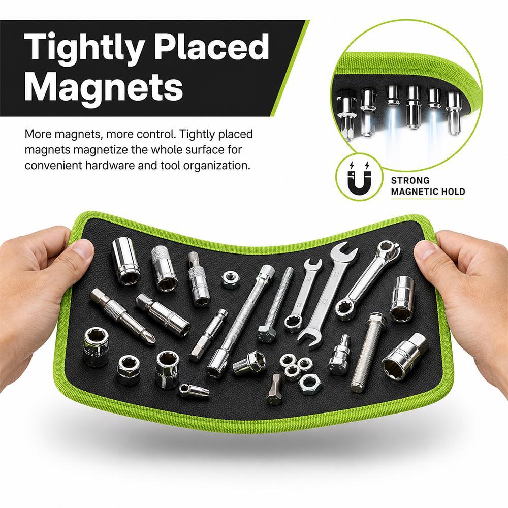 【BackToSchool】3PC Flexible Magnetic Tool Mat & Tray Holder Set - Flexible Set for Garage Users, PVC Non-Slip Tool Storage for Auto Repair, Father's Day Gift Idea